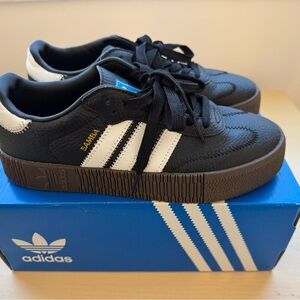Adidas Sambarose Platform Samba Sneakers - Black and White US 7.5